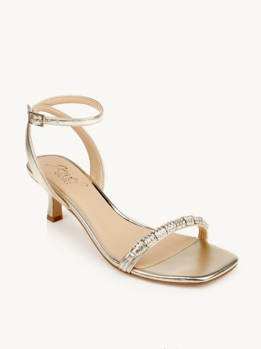 JEWEL BADGLEY MISHKA Charisma Gold Kitten Heel Ankle Strap Sandal--NEW--11 - Picture 6 of 13